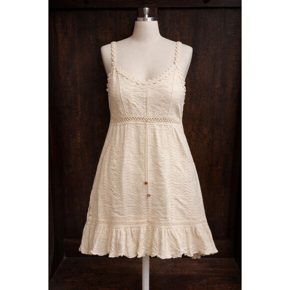 NAZCA Cotton Cream Knit Dress Size L Made in Peru Boho Textured Sleeveless - Picture 7 of 7